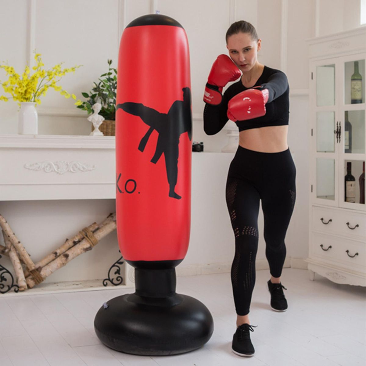 Inflatable Punching Bag Free Standing Boxing Punch Bag For Boys Red