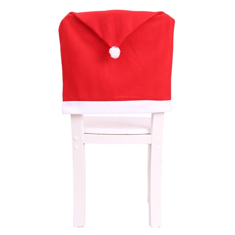 Christmas chair hat restaurant hotel layout chair cover solid color wedding meeting red velvet chair cover Christmas chair cover Brushed fabric chair cover