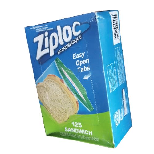 Ziploc Brand - Marque Sandwich Bags  - 16.5cmx14.9cm - 125Bags