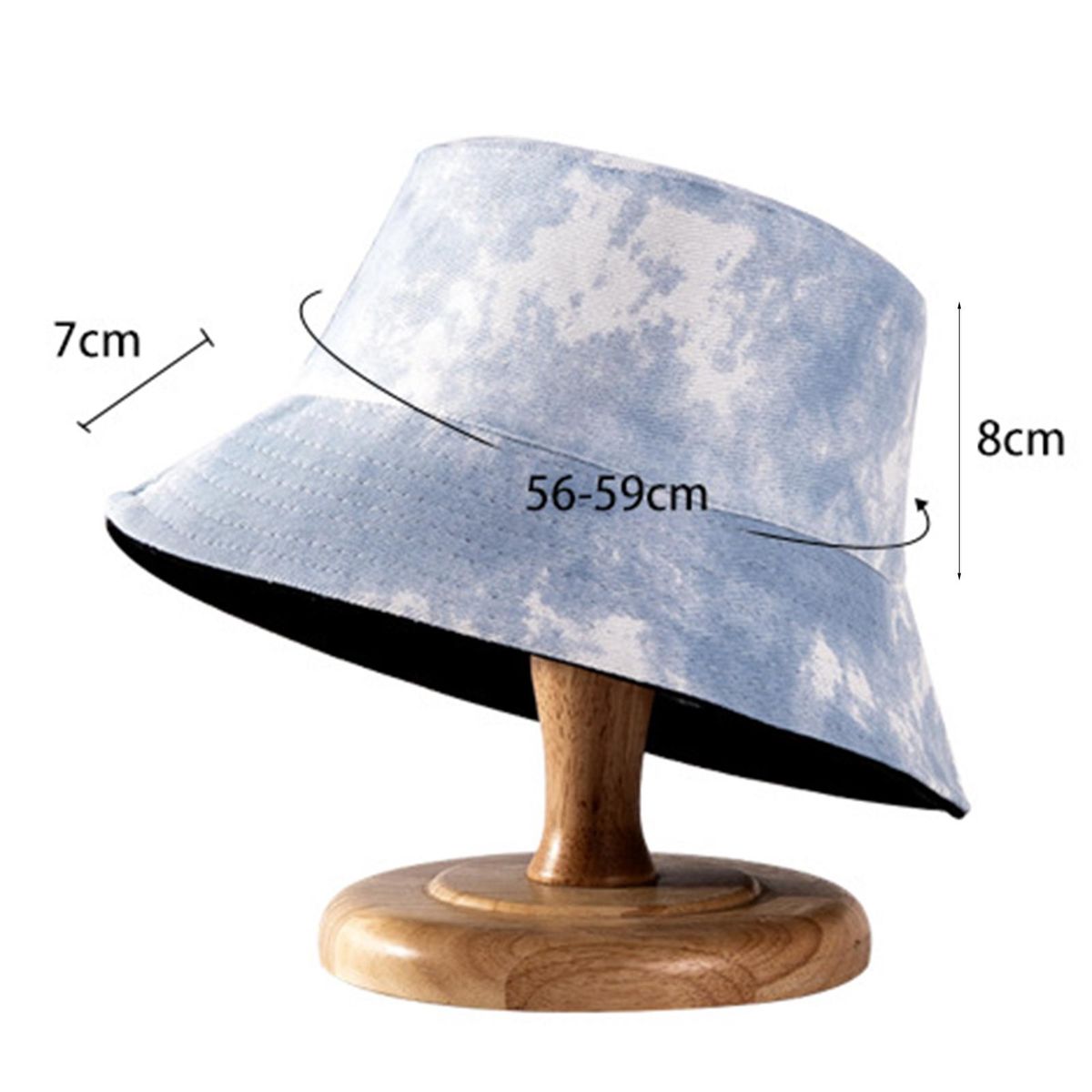 Skin-friendly Bucket Hat Double-sided Cotton Tie-dye-Black