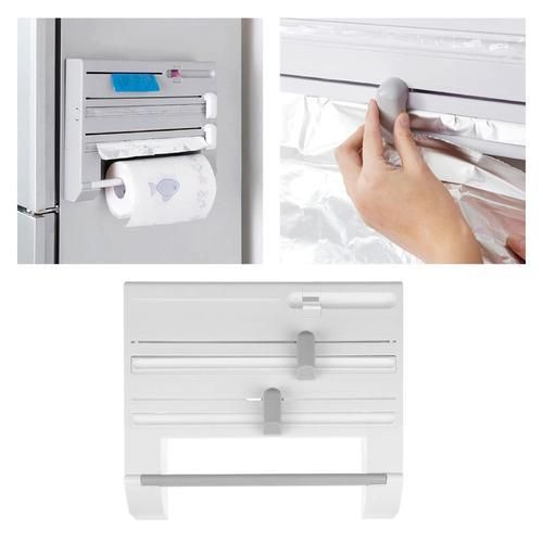 6 In 1 Kitchen Roll Dispenser Cling Film Tin Foil Paper Towel Holder Wall Rack