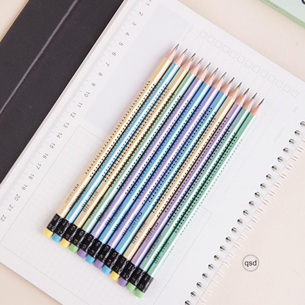 Cute Writing Triangles Pencils With Eraser Multi-Color