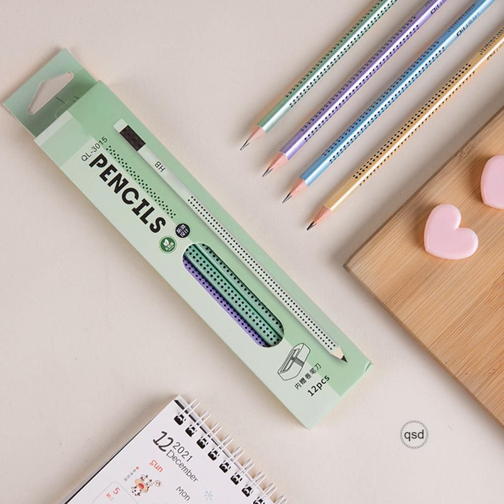 Cute Writing Triangles Pencils With Eraser Multi-Color