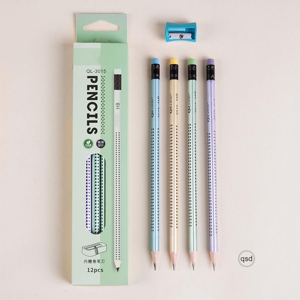 Cute Writing Triangles Pencils With Eraser Multi-Color