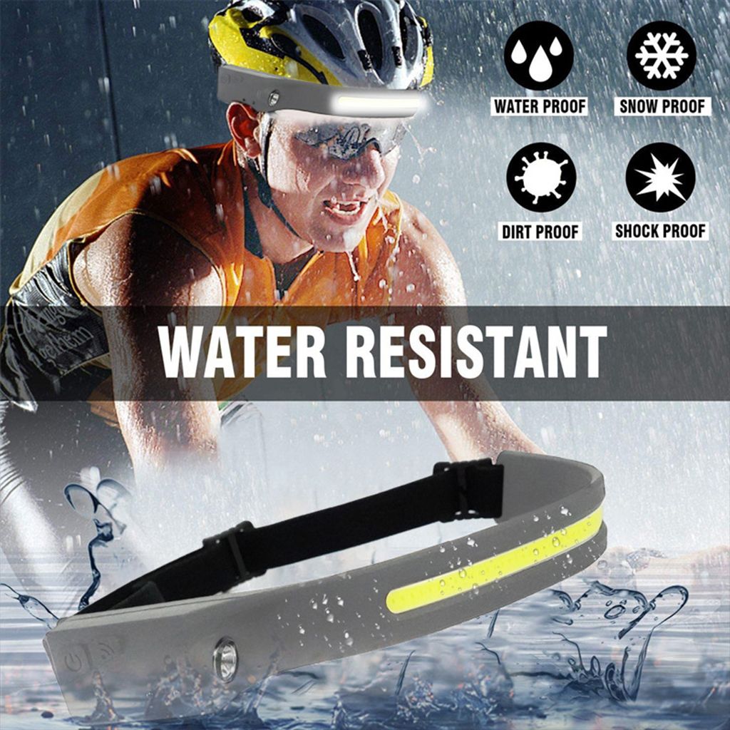 LED  Head Light Hand Sensor Flashlights For Hiking Gray