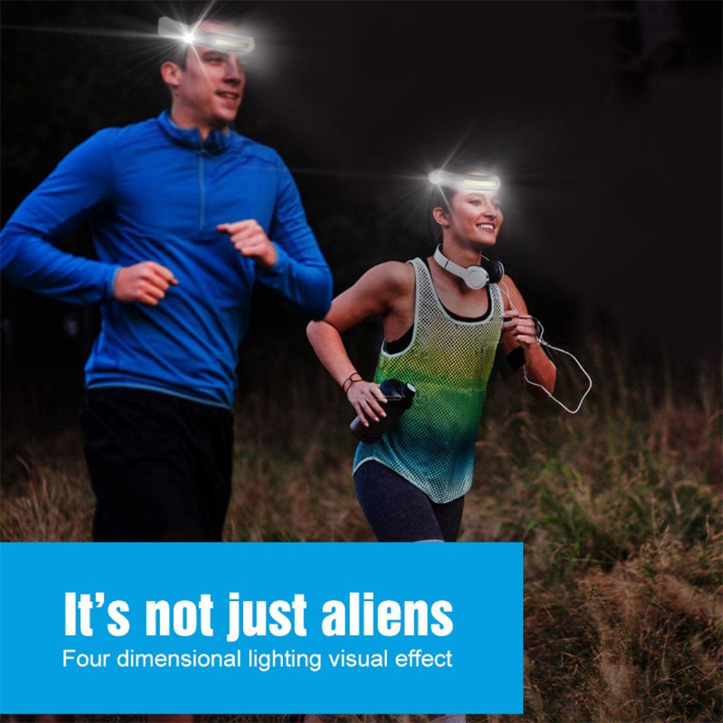 LED  Head Light Hand Sensor Flashlights For Hiking Gray