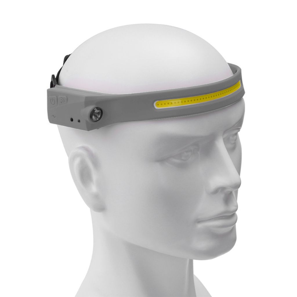 LED  Head Light Hand Sensor Flashlights For Hiking Gray