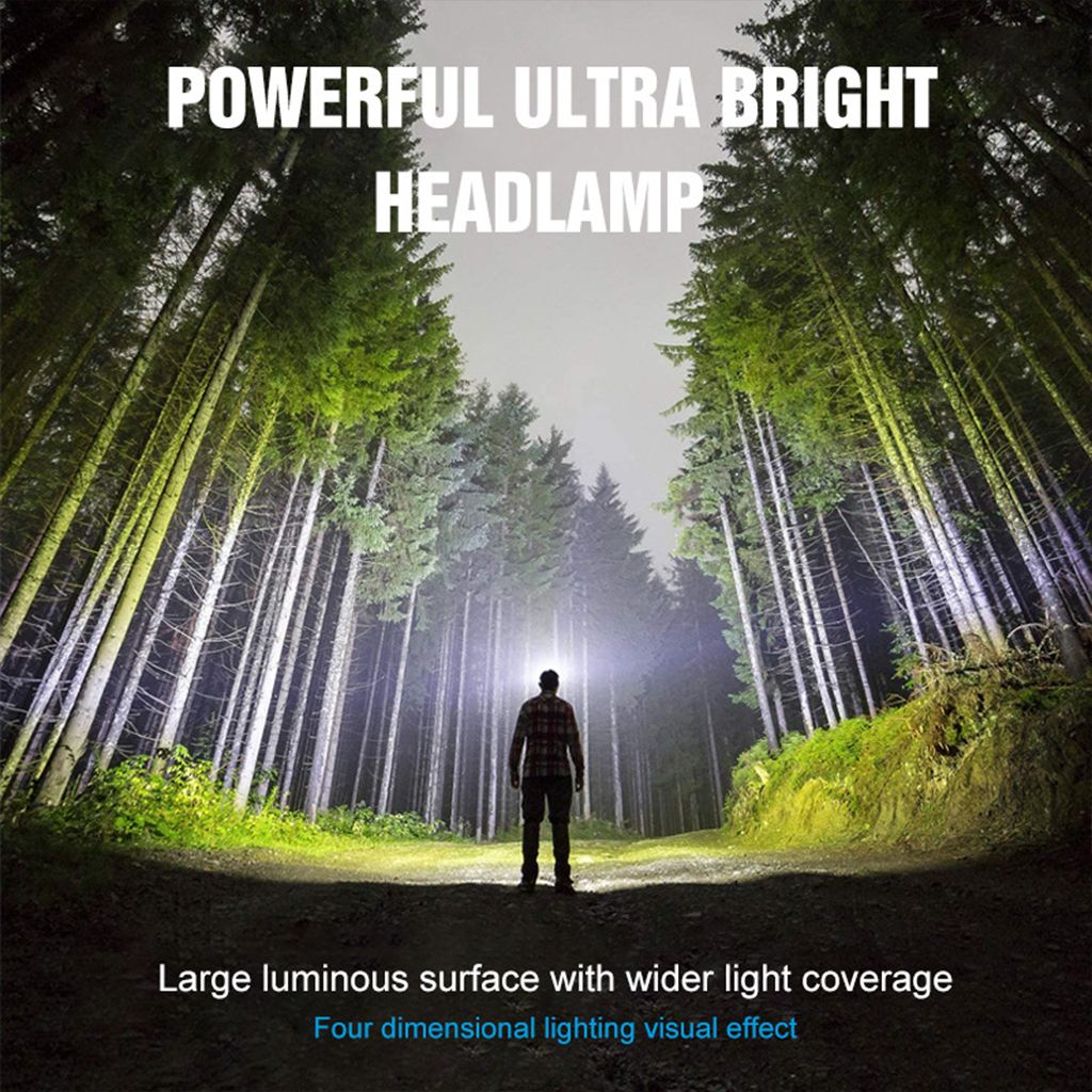 LED  Head Light Hand Sensor Flashlights For Hiking Gray