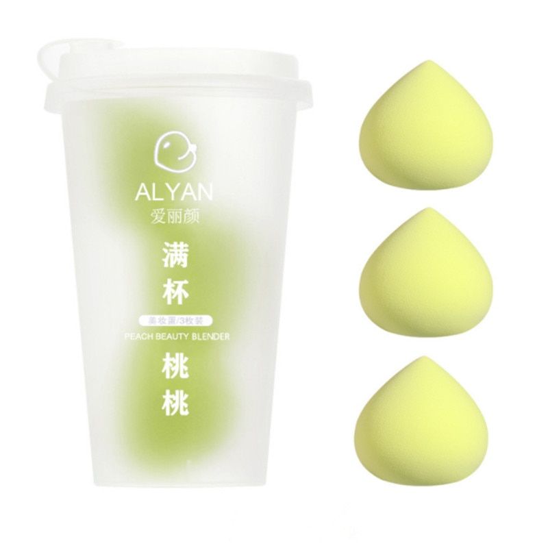 Makeup Sponge Cosmetic Puff Blender For Foundation Concealer Cream Make Up Soft Elastic Fruit Dry Wet Dual Use 3pcs Green