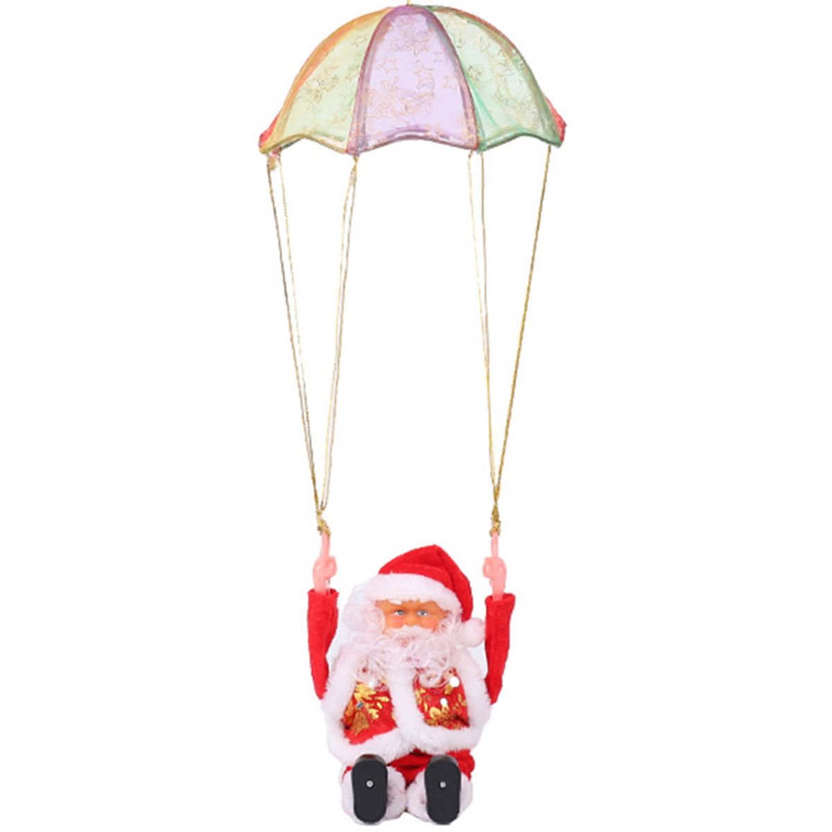 Electronic Plush Parachute Santa Claus Doll Turn Somersault
