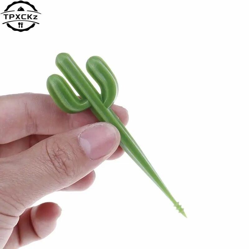 4-100pcs/pack Plastic Toothpick Cactus Fruit Forks Kids Tableware Fruit Fork Food Picks For Eat Fruits Cartoon Animal Fruit Fork