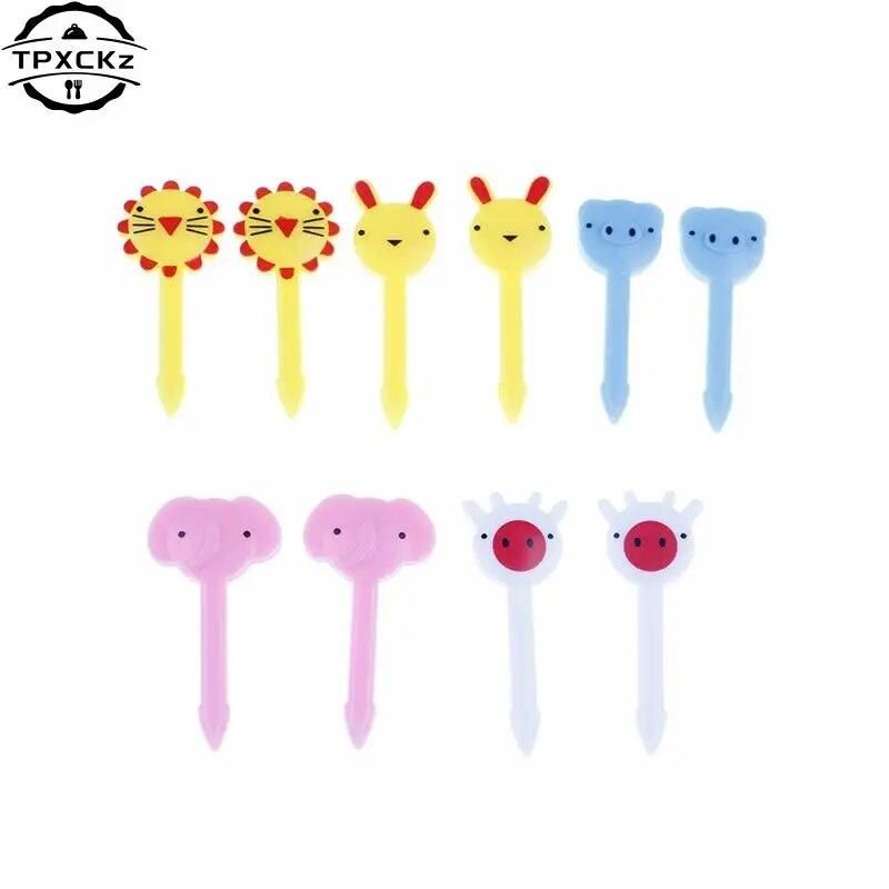 4-100pcs/pack Plastic Toothpick Cactus Fruit Forks Kids Tableware Fruit Fork Food Picks For Eat Fruits Cartoon Animal Fruit Fork