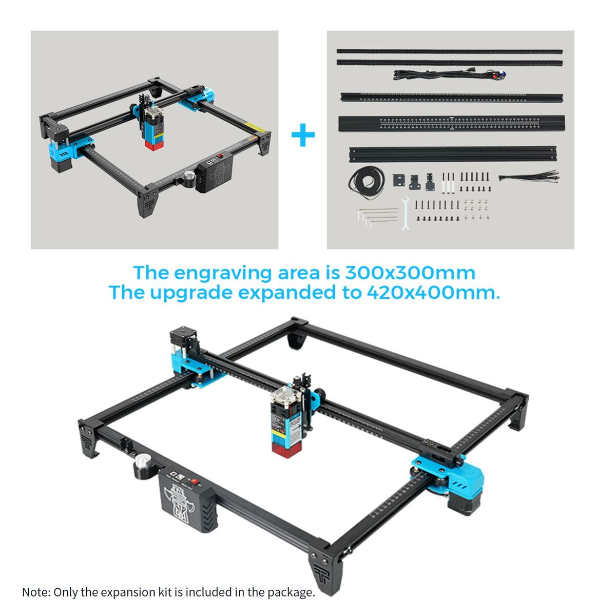 Two Trees Laser Engraving Machine Upgrade Expansion Kit for TTS and TOTEM S Engraver Expand to 400x420mm with High Precision High Stability