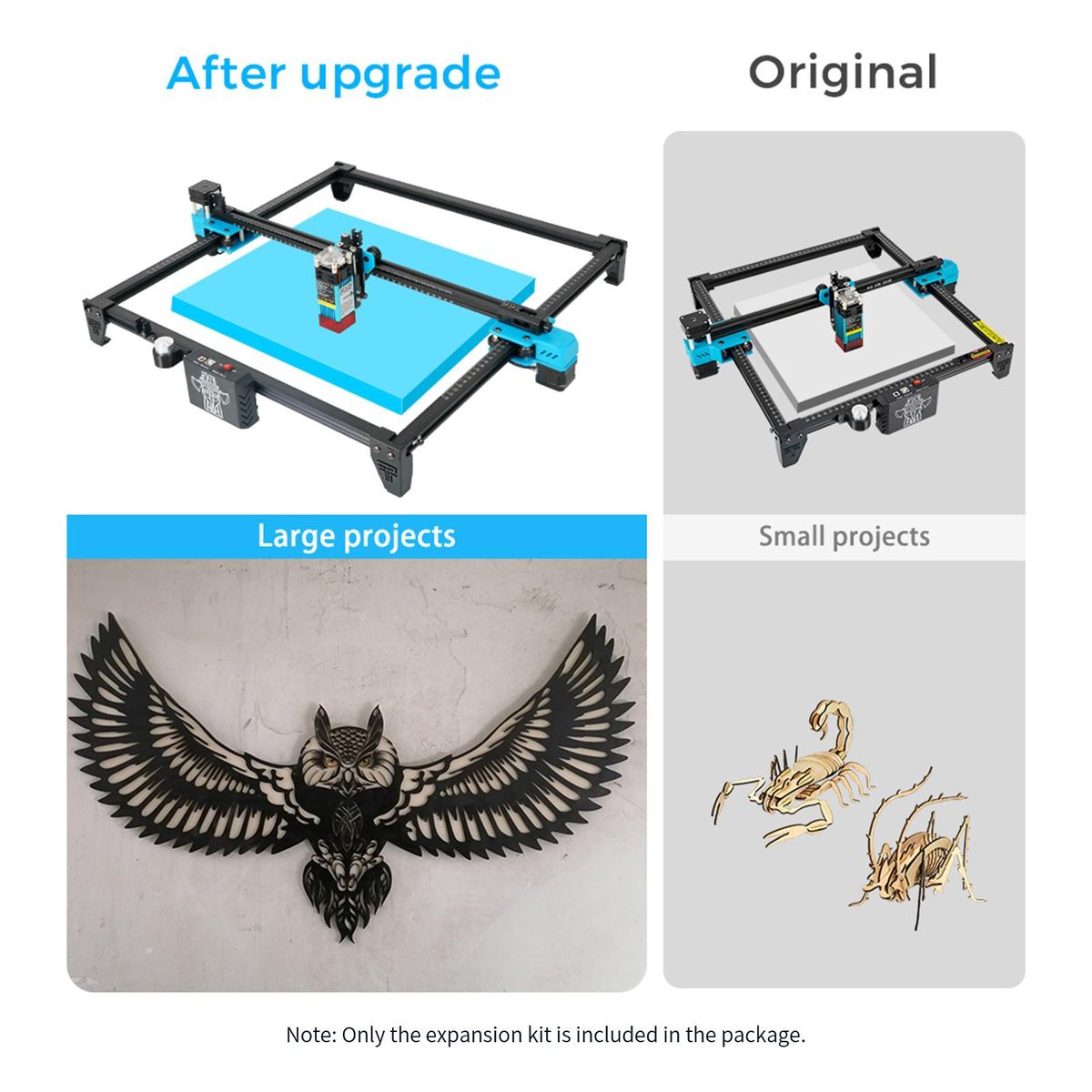Two Trees Laser Engraving Machine Upgrade Expansion Kit for TTS and TOTEM S Engraver Expand to 400x420mm with High Precision High Stability