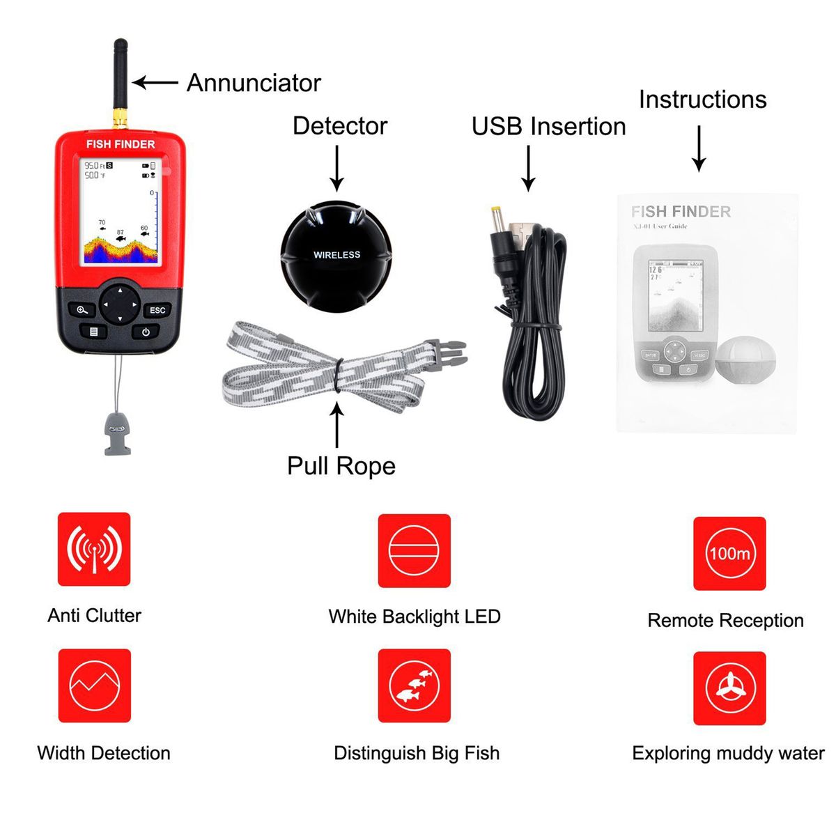 Portable Fishfinder Wireless Fish Finder Sound Transmission