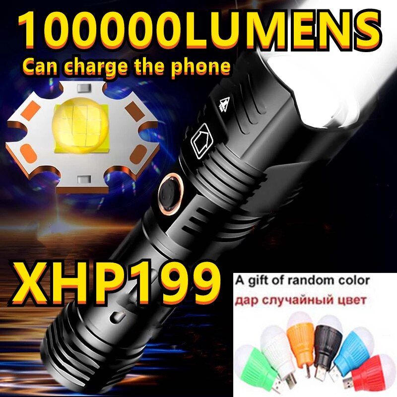 100000lm XHP199LED Flashlight 9CORE USB Rechargeable