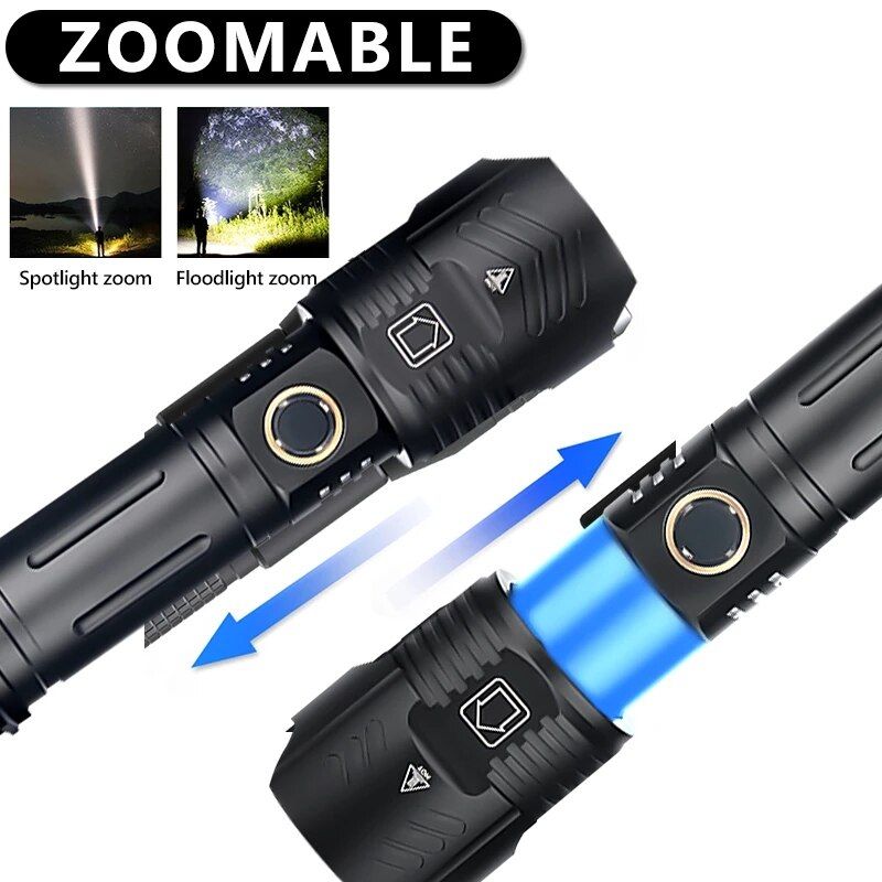 100000lm XHP199LED Flashlight 9CORE USB Rechargeable