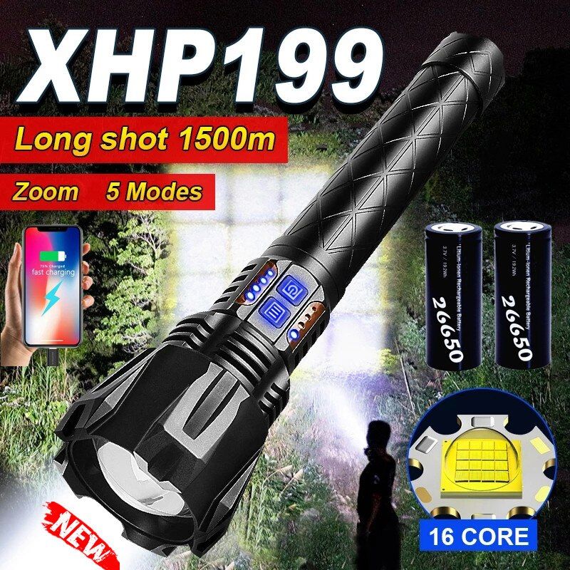 1000000LM XHP199.9 Most Powerful Flashlight Rechargeable