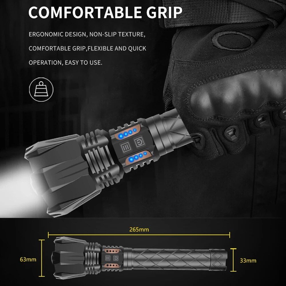 1000000LM XHP199.9 Most Powerful Flashlight Rechargeable
