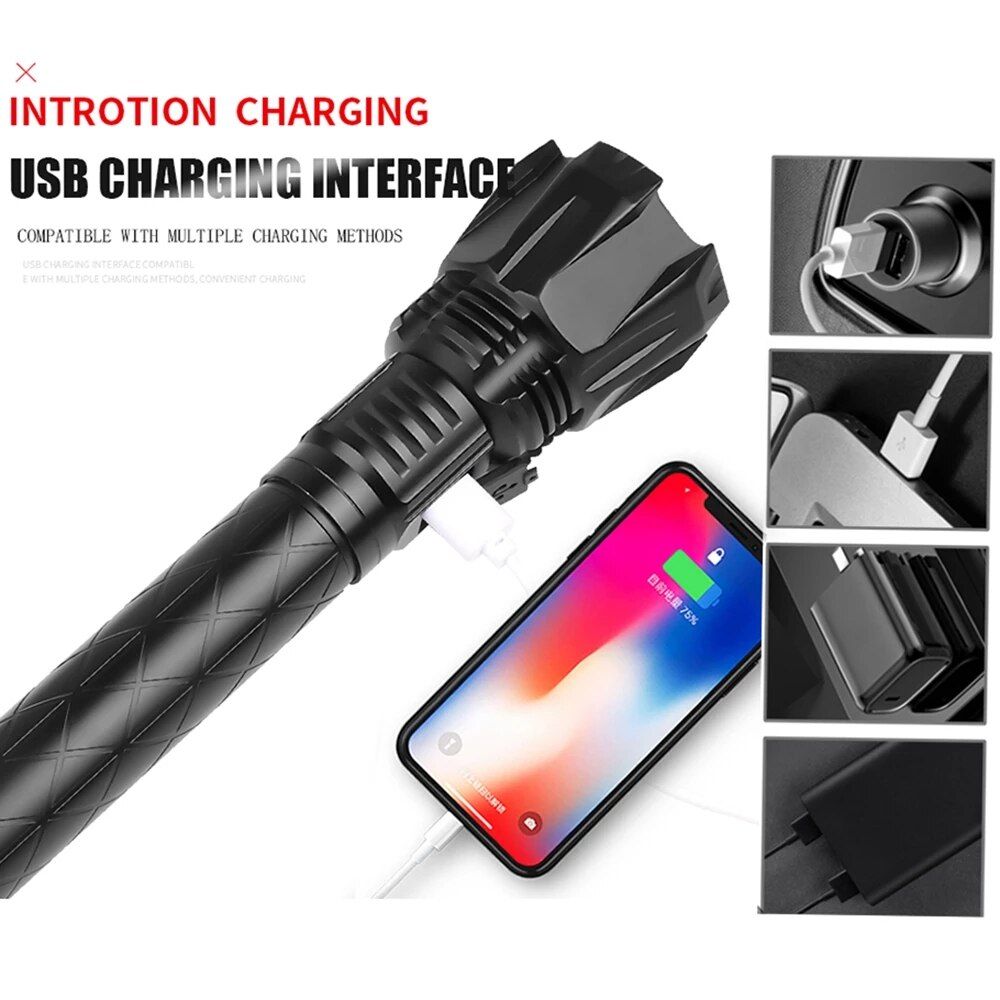 1000000LM XHP199.9 Most Powerful Flashlight Rechargeable