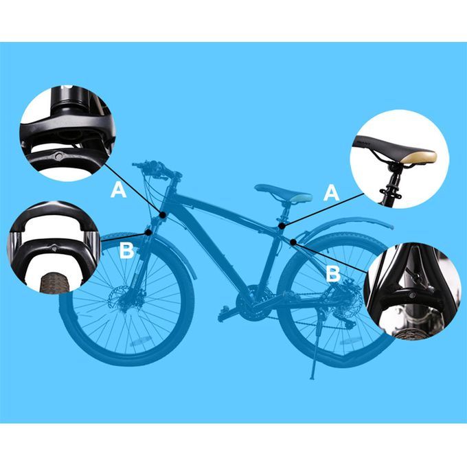 Bike Folding Mudguard Adjustable Bicycle Front Rear Fender W/ Black