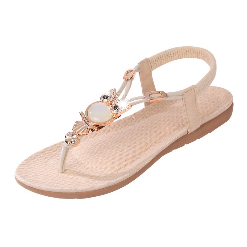 Summer Gem Owl Beaded Sandals Clip Toe Sandals Beach Shoes