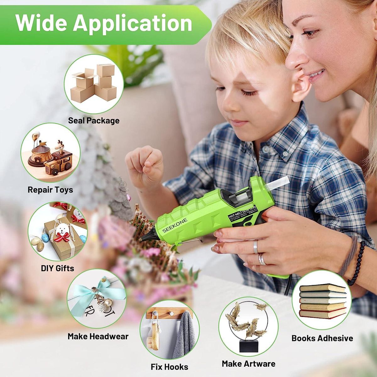 Hot Glue Gun, 60/100W Dual Power High Temp Heating Glue Gun Kit with 20pcs Glue Sticks, No Drip and Leakage Design, Electric Glue Gun for DIY, Arts, Crafts, Quick Home Repairs, Sealing