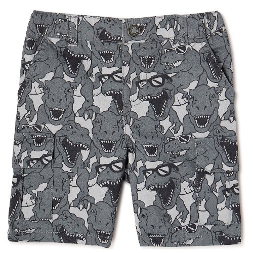 Toddler Boys Cargo Print Shorts – Grey Dino