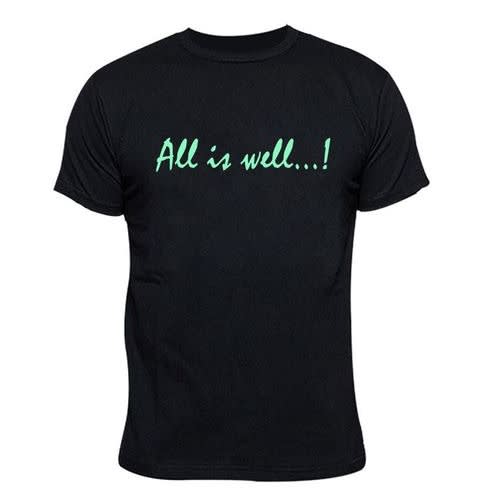 All Is Well Glow In The Dark Print Tshirt -black