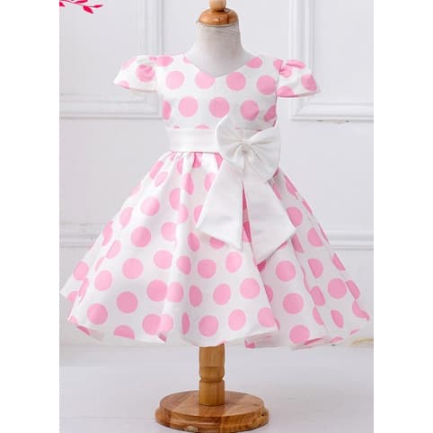 Polka Dot Girls Dress - Pink