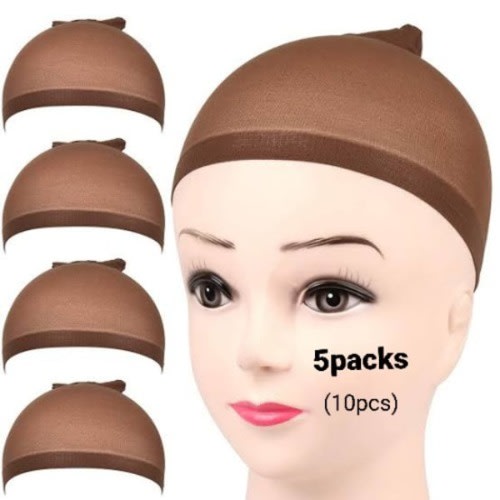 Elastic Nylon Wig Cap - 5packs - Dark Brown