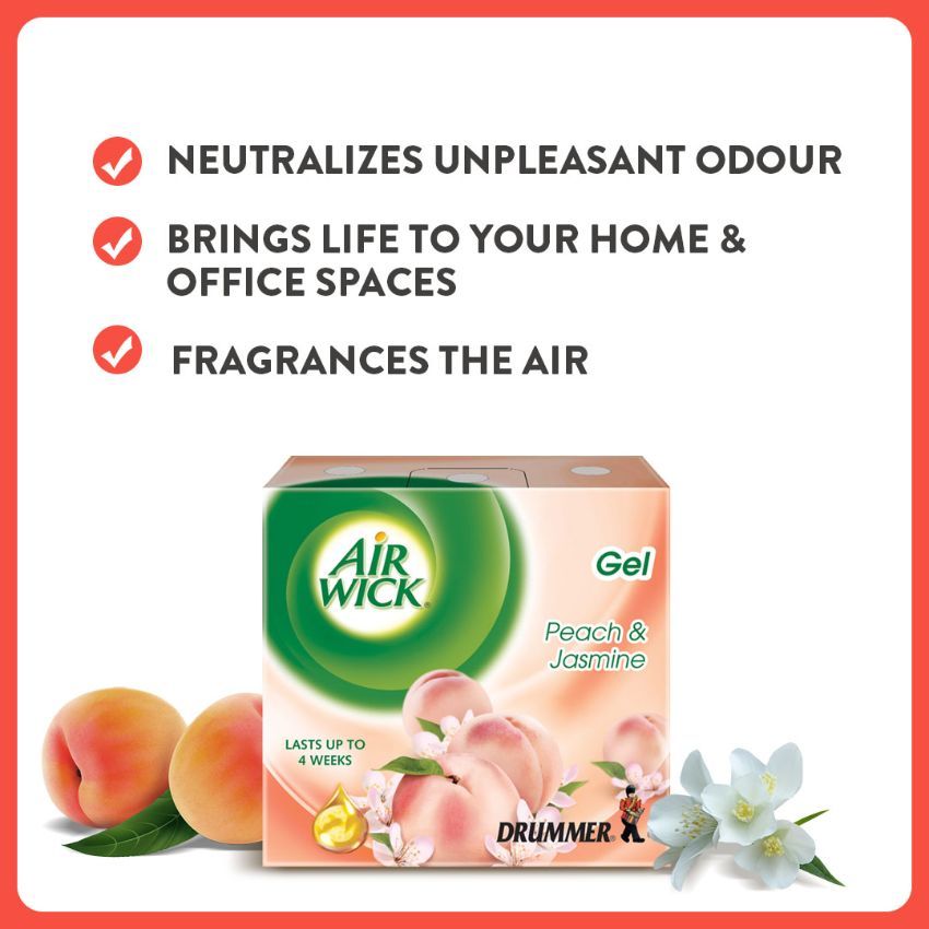 Drummer Gel Air Freshener Peach & Jasmine - Pack Of 6