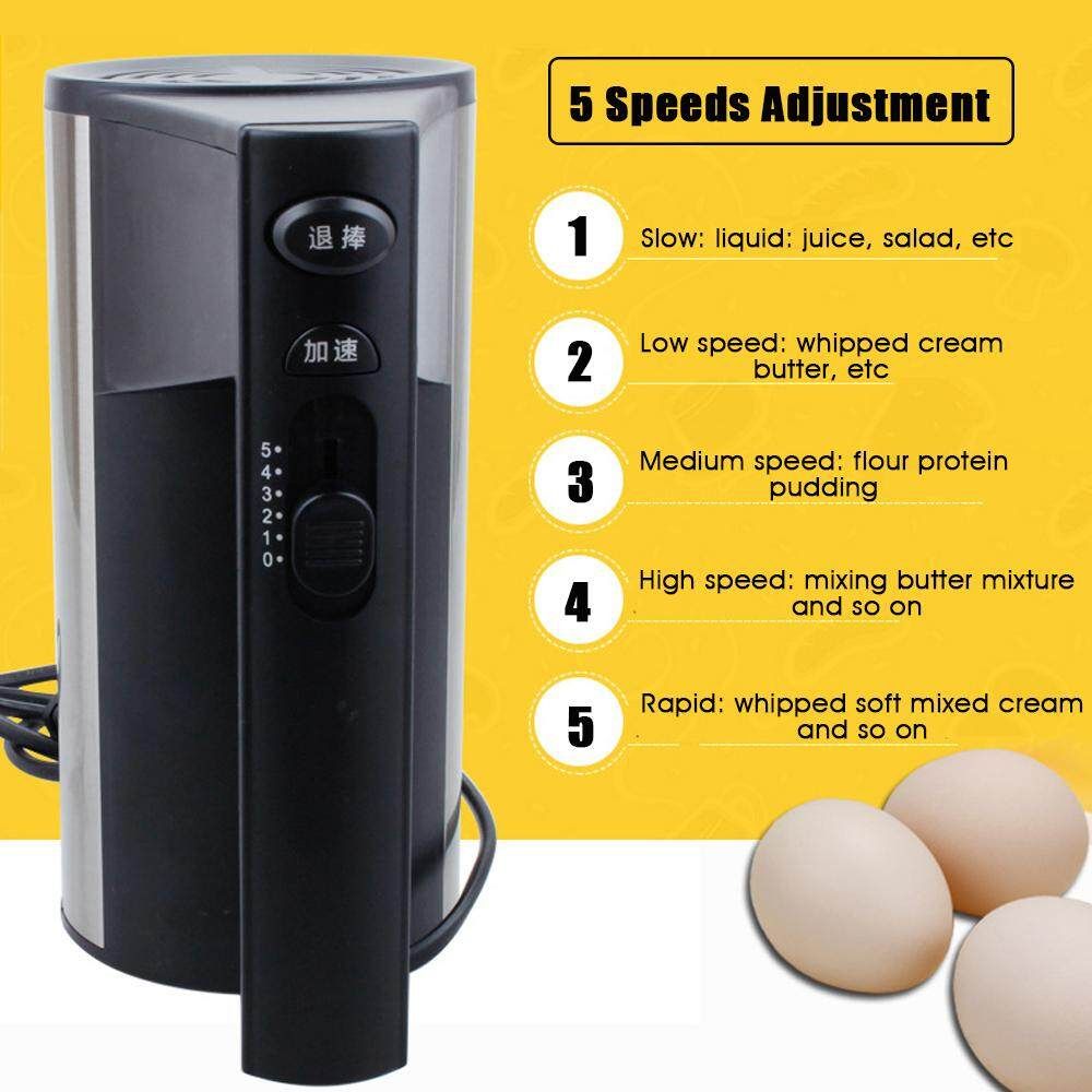 200W 5 Speed Electric Whisk Stand Mixer Egg Beater Handheld Kitchen Dough Bread Silver