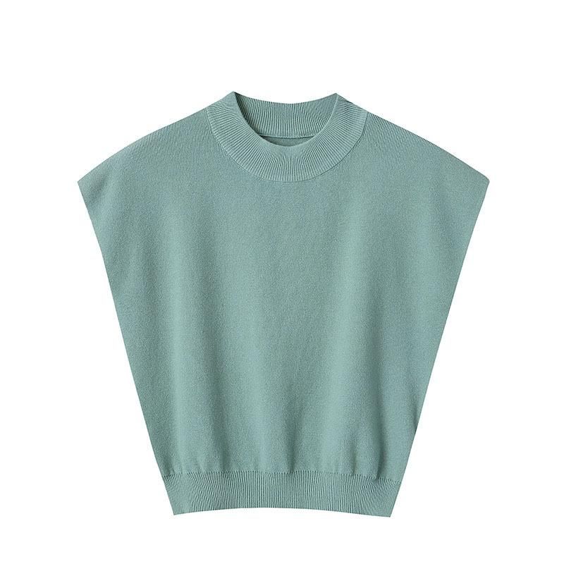 Sinan French Simple and Elegant Half High Neck Wrap Shoulder Sleeve Knit Shirt Design Sense 2023