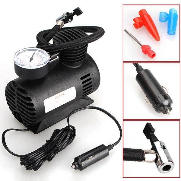 12V Car Auto Electric Portable Pump Air Compressor Tire Inflator Tool 100 PSI Black