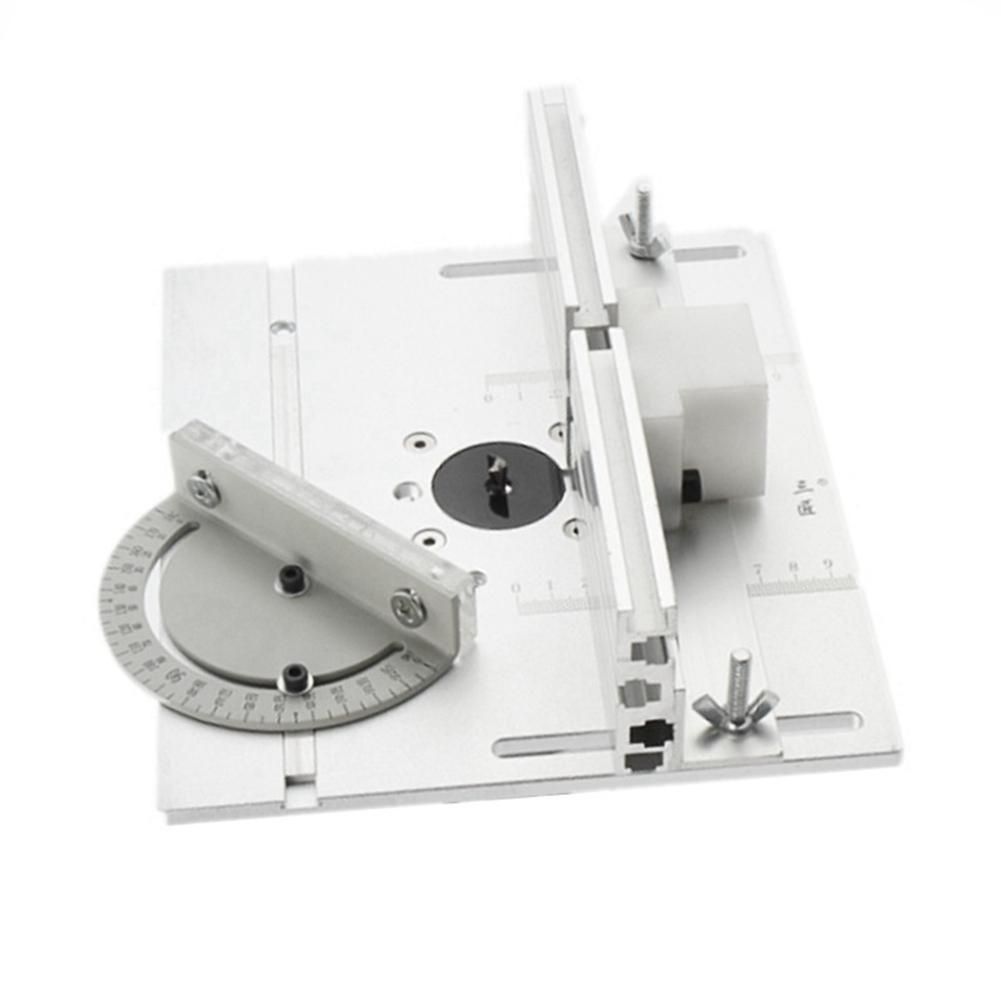 Router Table Insert Plate Miter Gauge for Woodworking Benches Table Saw Multifunctional Trimmer Engraving Machine-Silver
