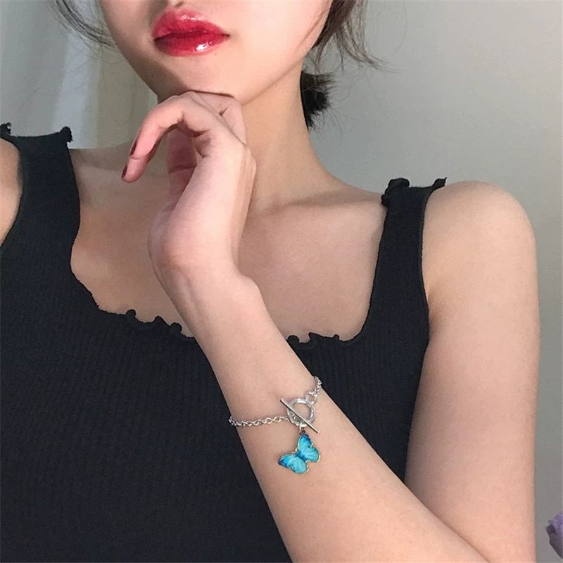 Blue Butterfly Bracelets Personality Aesthetic Butterfly Ot