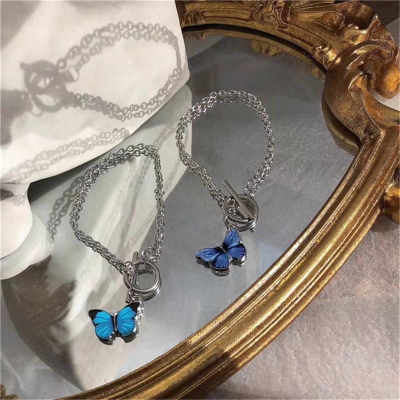Blue Butterfly Bracelets Personality Aesthetic Butterfly Ot