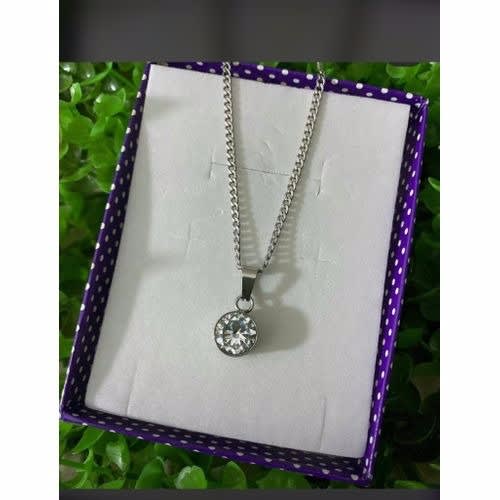 Silver Cuban Chain With Diamond Pendant