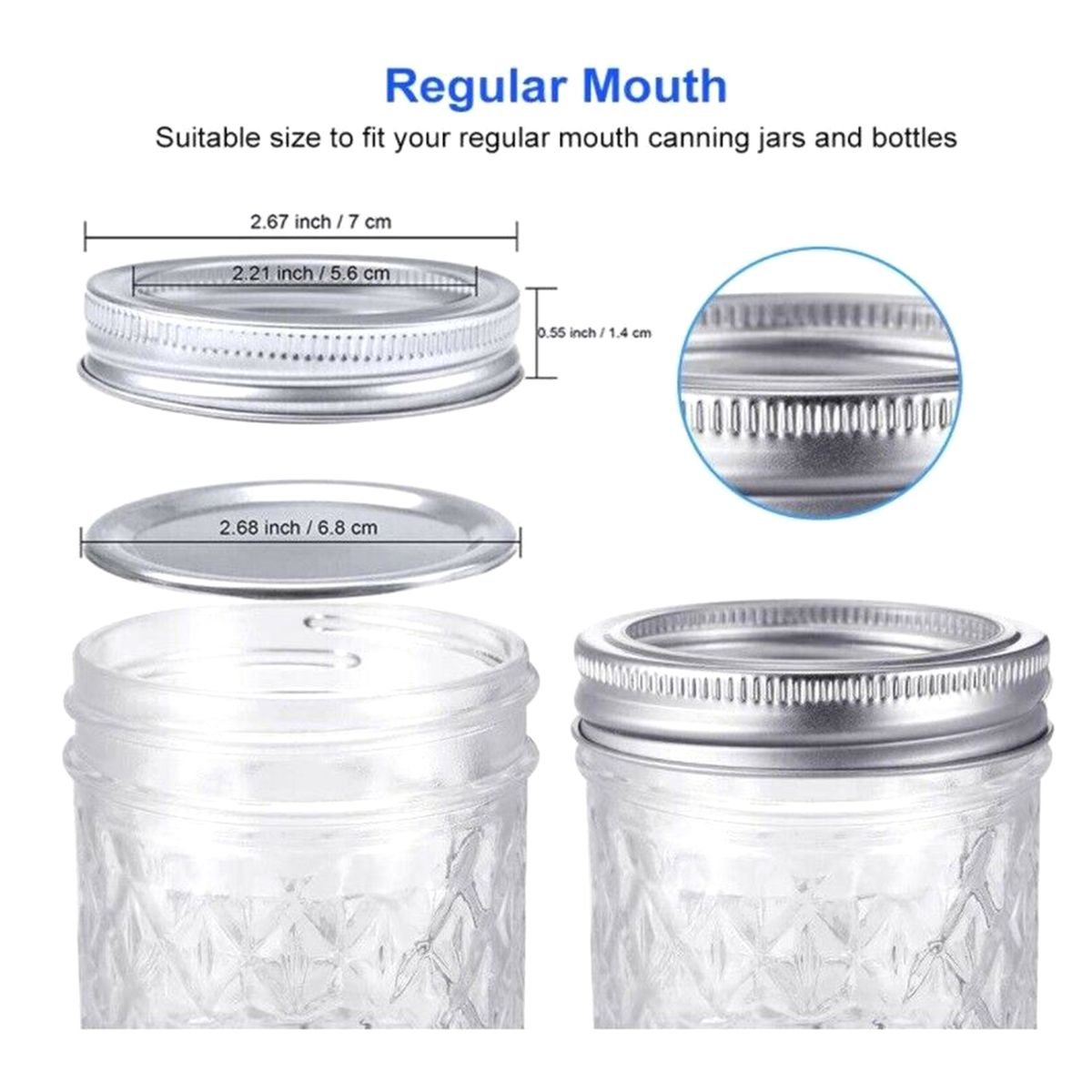 48PCS Canning Lids And Bands For Regular Mouth 70mm Jar