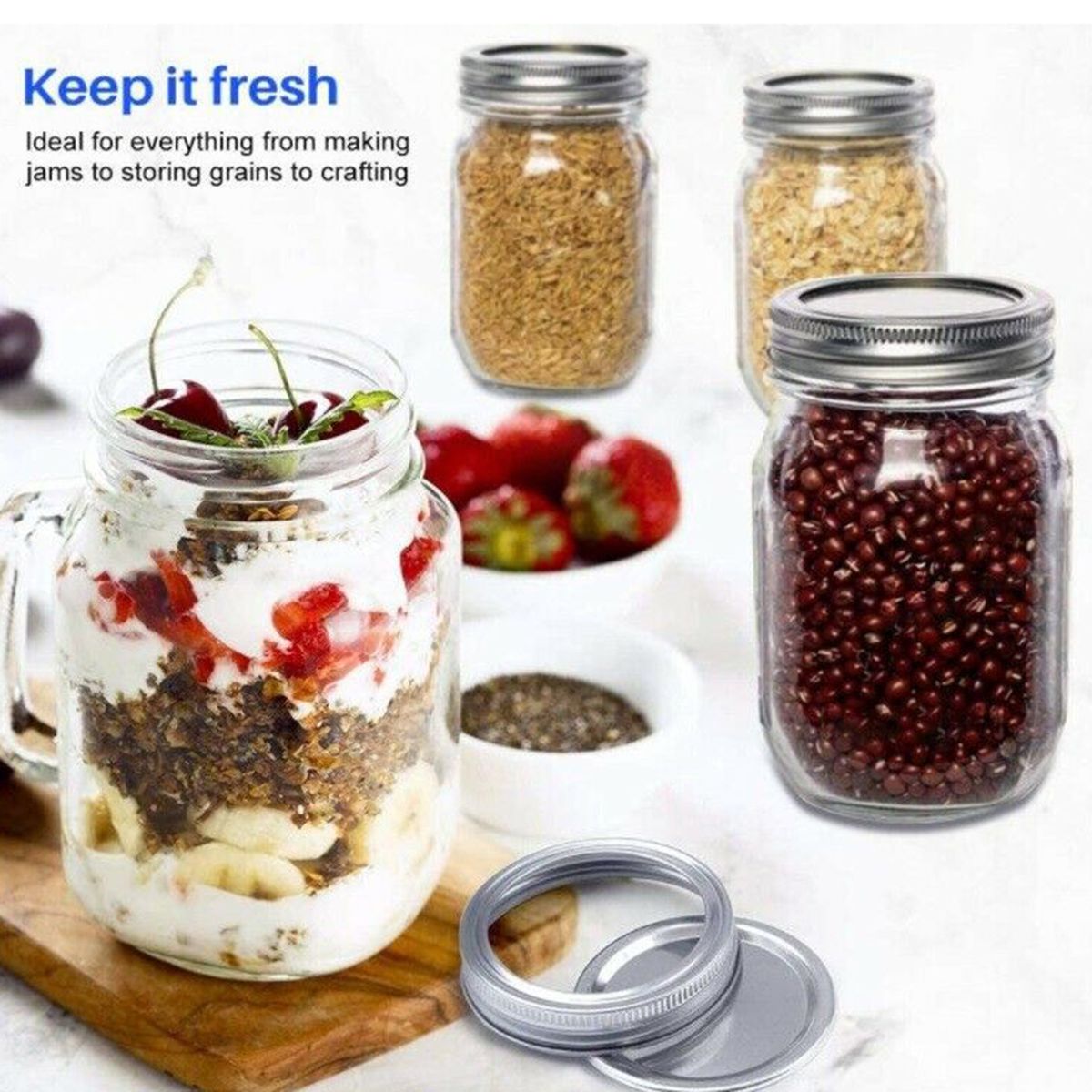 48PCS Canning Lids And Bands For Regular Mouth 70mm Jar