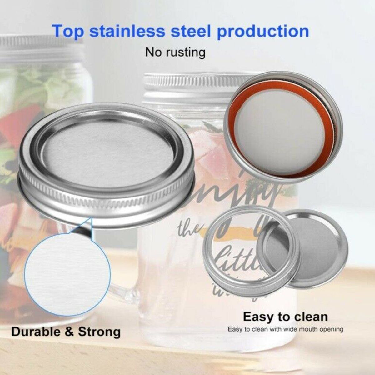 48PCS Canning Lids And Bands For Regular Mouth 70mm Jar