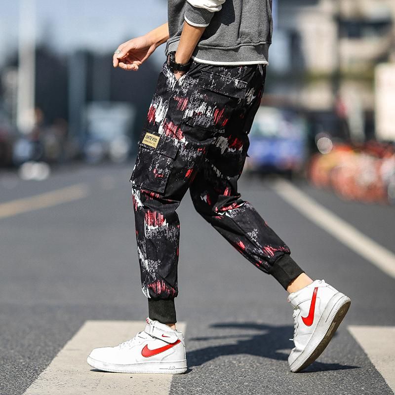 Pants Cargo for men Hip-Hop Tracksuit Street Clothing Harem-style Bombach Trousers Stamped Elastic Waist Novelty