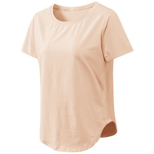 Women Summer Sports T-Shirt Short Sleeve Running Loose Yoga Top（Apricot）