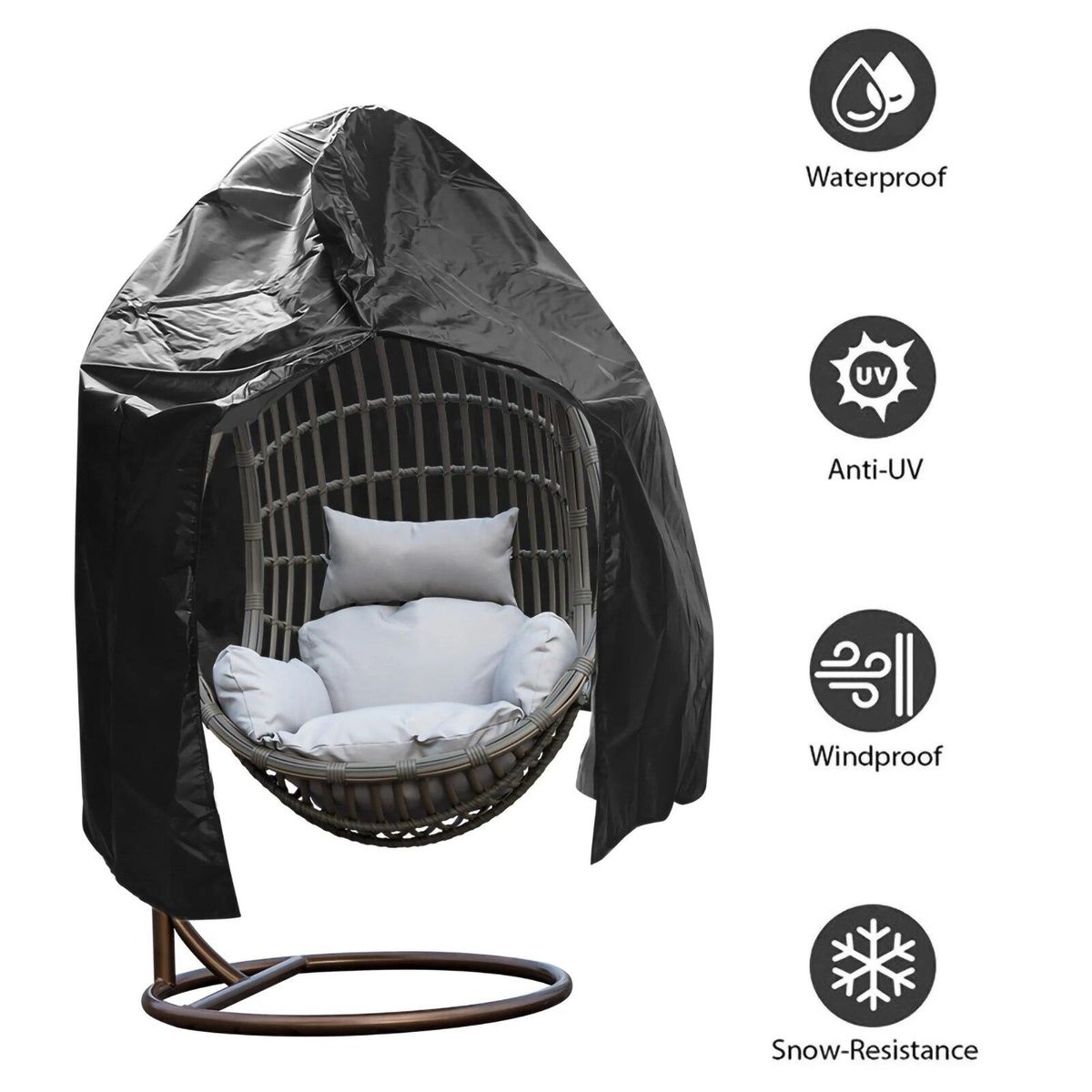 Waterproof Patio Chair Cover Egg Swing Chair Dust Cover Protector With Zipper Protective Case Outdoor Hanging Egg Chair Cover