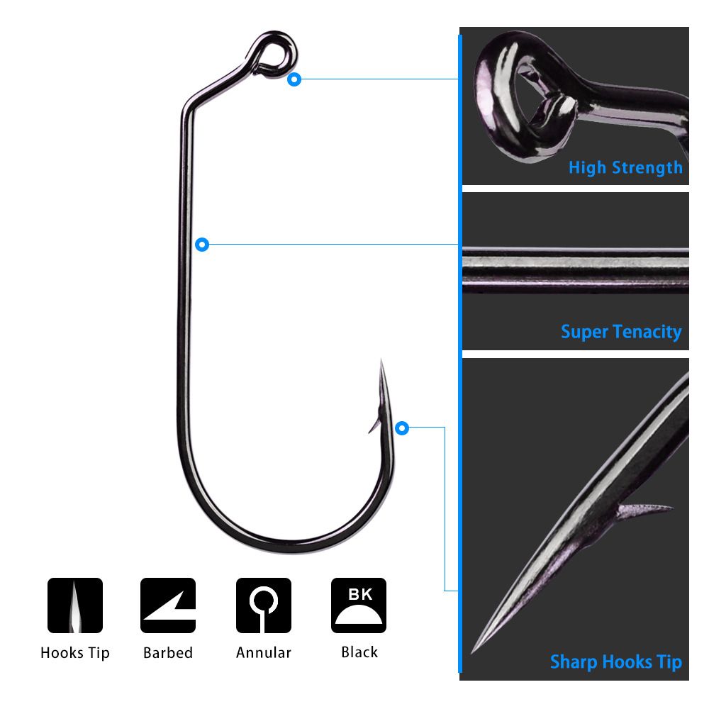 100pcs Fishing Hooks High Carbon Steel Barbed Hooks Extra