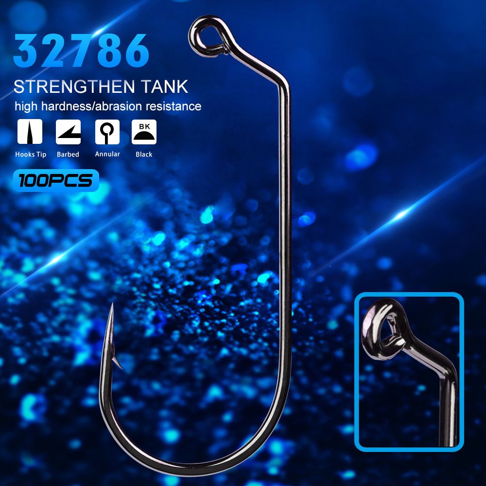 100pcs Fishing Hooks High Carbon Steel Barbed Hooks Extra