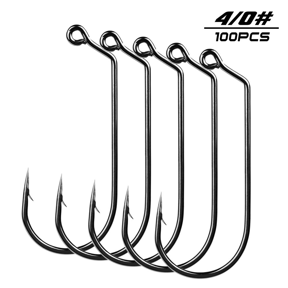 100pcs Fishing Hooks High Carbon Steel Barbed Hooks Extra