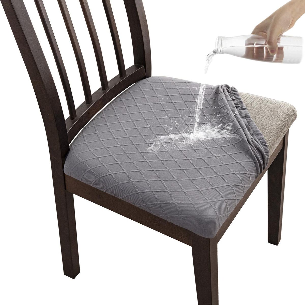 Rhombus Jacquard Chair Cushion Cover Hotel Restaurant Table Chair Cover Universal Home Restaurant Dining Chair Cover Cover creamy-white Lingge 04 36-48*36-48