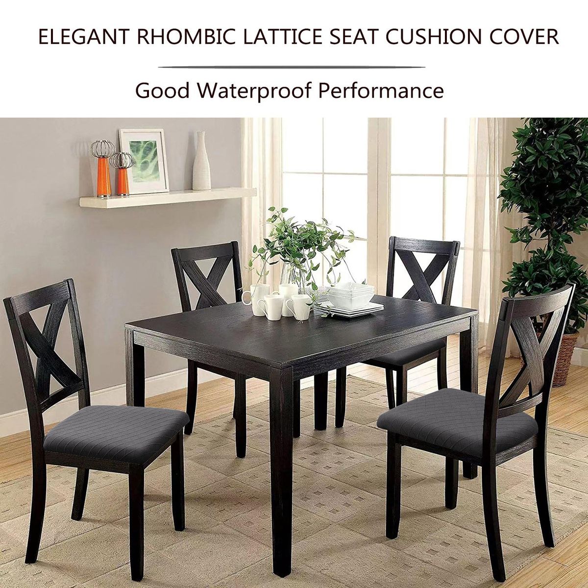 Rhombus Jacquard Chair Cushion Cover Hotel Restaurant Table Chair Cover Universal Home Restaurant Dining Chair Cover Cover creamy-white Lingge 04 36-48*36-48